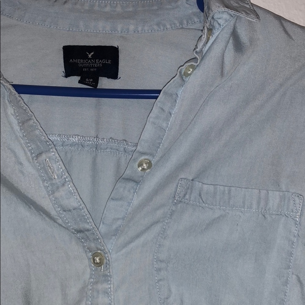 American Eagle Light Denim Button Down - Picture 2 of 4